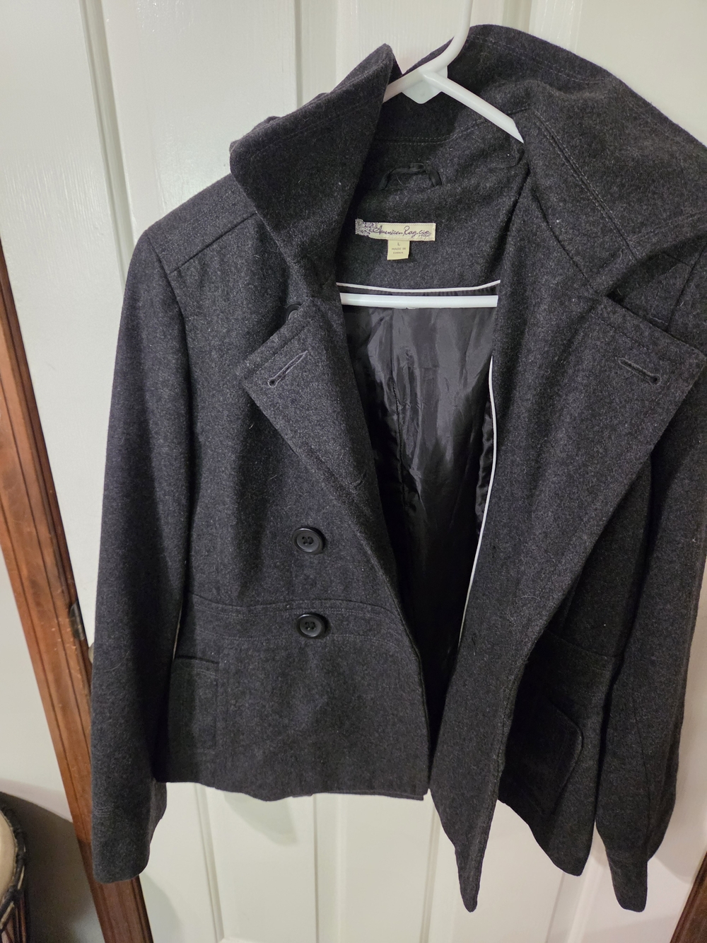 American Rag Charcoal Gray Double-Breasted Pea Coat